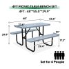 product-fancy-51d6745b-a5c1-4ae3-b5a3-3450a70048eb 4/6ft Heavy-Duty Metal Picnic Tables with Umbrella Hole for Outdoor, Rectangular 4-6-Person Picnic Tables with Bench, Commercial Expanded Picnic Table And Bench Set, Outside Furniture Set for Yard Outside Garden Backyard Porch Patio Lawn, All-Weather