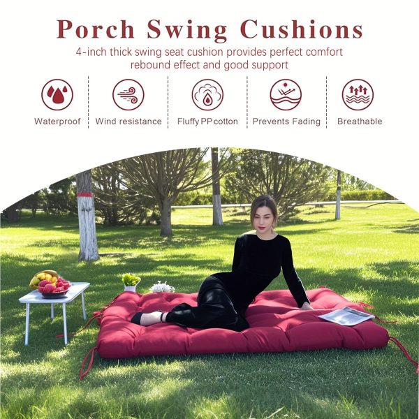 product-fancy-51f45c1b-8d9c-498f-a0e0-42889ea213f3 3-Seater Waterproof Outdoor Porch Swing Cushion with Backrest - Suitable for Outdoor Furniture, Thick 5" Cushion, Machine Washable Suitable for Patio Bench, Garden Swing Chair, Backyard Cushions for Poolside and Deck