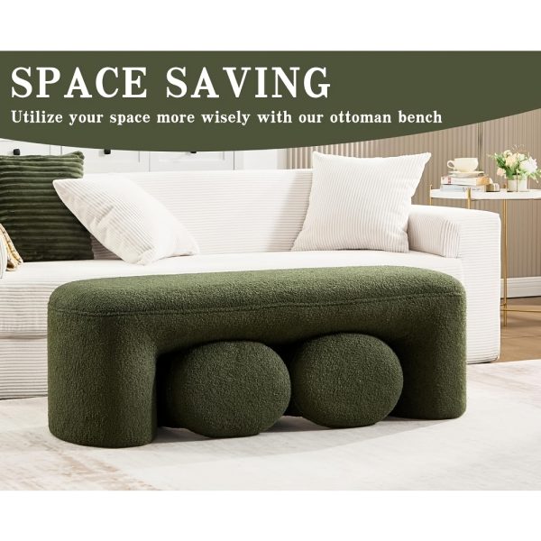 product-fancy-52269fd7-e298-4113-8f4a-987170d0531d 53 Inch Long Bedroom Bench with 2pcs Step Stools, Nesting Ottoman Bench Set, Padded End Of Bed Bench Modern Upholstered Bench for Living Room, Entry, Porch