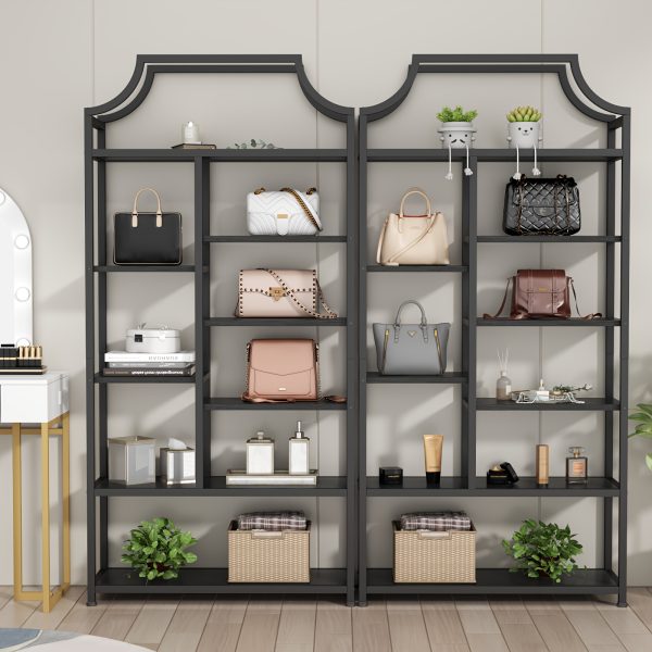 8-Tier Entryway Ladder Shelf - Tall Storage & Display Rack With White Shelves - Golden & Black Options - Perfect For Hallway, Living Room, Bedroom