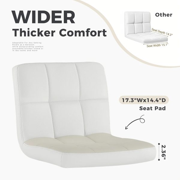 product-fancy-522ee6fc-cba0-4551-bde5-c507887f5b22 Adjustable Armless Swivel Bar Stools Set - Hydraulic PU Leather with Thickened Seat Cushion & Backrest for Kitchen Counter Height Home Bar
