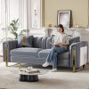 product-fancy-526d438d-ee97-46c9-95c0-3f57b361d87e Set of 2 67" 2-Seater/ 84.7" 3-Seater Chesterfield Sofas Luxury Velvet Couches Modern White And Golden Sofas for Living Room, Mid-Century Victorian Loveseats with Removable Cushions And 2 Toss Pillows And Golden Metal Legs
