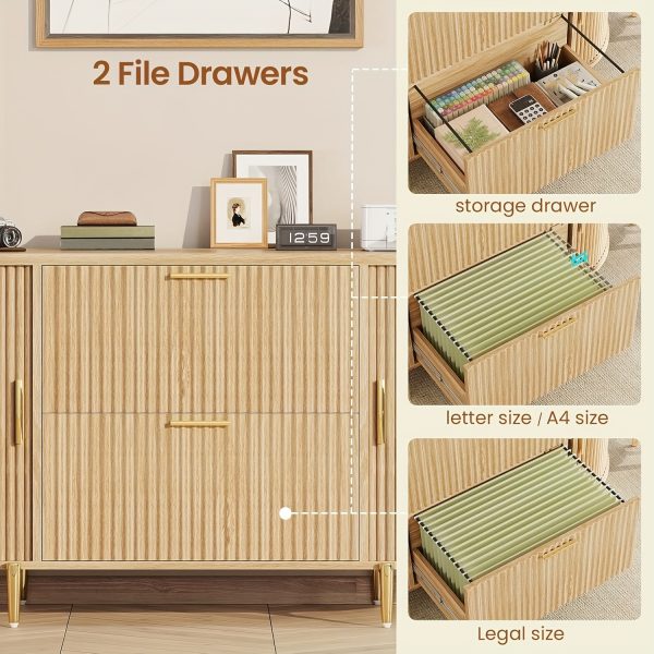 product-fancy-5281daff-0b1f-4342-9337-90f86238a8cf 2 Drawer File Cabinet, fit Legal/Letter/A4 Size, 39.4" Filing Cabinet with 2 Sliding Door Storage for Home Office