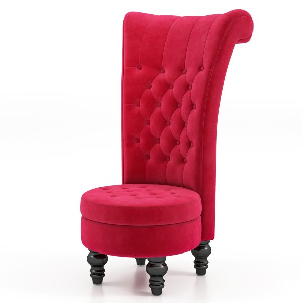 product-fancy-528c7ece-cd5a-46aa-8776-b730c7301743 Royal High Back Chair, Velvet Armless Accent Chair with Button-Tufted & Rubberwood Legs, Regal Elegance Throne Chair for Living Room, Dressing Room, Bedroom