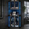 product-fancy-529fc5f4-263b-42a6-9aad-68554c75e7b4 65" Tall Corner Wine Bar Cabinet with LED Lights, 4-Tier Liquor Storage Cabinet with Glass Door, Space Saving Organizer for Living Room & Kitchen (Black/White)