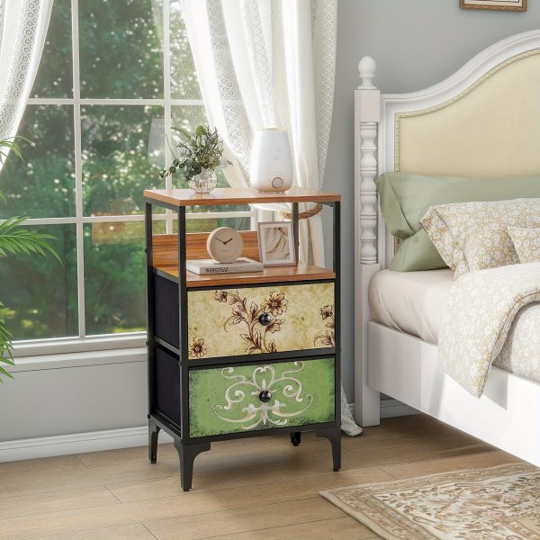 product-fancy-5316dbff-3b17-478a-91a9-fc8294eaa37a Nightstand Set of 2, Night Stand with Fabric Drawer, Mesh Shelf, Side Table with Storage, Fabric Drawer Dresser, Open Shelf, Metal Frame, Bedroom