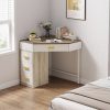 product-fancy-5328a853-a293-4648-b8ce-01810d3d3d9f Triangle Corner Desk, Modern Computer Desk With 3 Drawers, 90-Degree Writing Desk PC Table Makeup Vanity Desk With Storage For Home Office, Living Room, Bedroom (White And Grey)