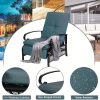 Patio Adjustable Lounge Chair, Waterproof Metal Chaise Longue With Blue Cushions, Perfect For Porch, Backyard, Pool Or Garden