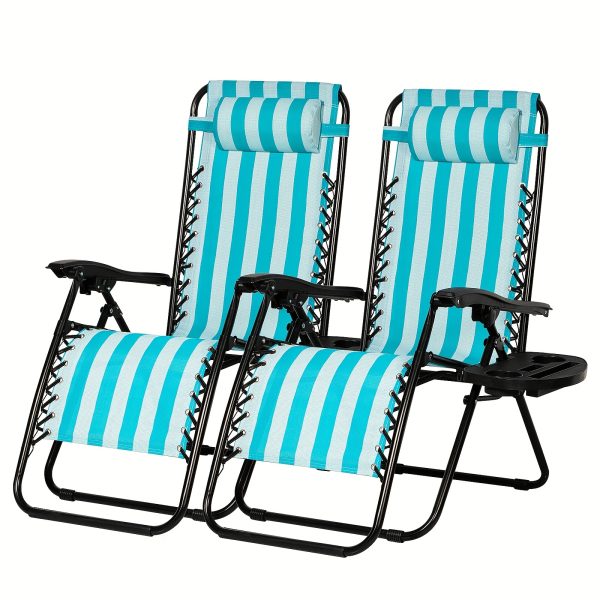 product-fancy-534a4786-cf18-4dbc-9c76-c203d57216d7 Set Of 2 Adjustable Relaxing Chairs, Zero Gravity Recliners With Cup Holder, For Patio, Lawn, Garden, And Beach
