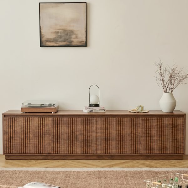 product-fancy-5372c816-0448-45a1-affd-866204e08b6b 86.6" Wide Walnut TV Stand for Tvs Up to 85", Modern Fluted Door Media Console with Large Storage Cabinets for Living Room & Bedroom