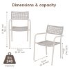 HARAISEDK Patio Dining Chairs Set Of 4/6 Stackable Ergonomic Rattan Armchairs All Weather Powder Coated Metal Frame Garden, Balcony, Poolside White/Gray