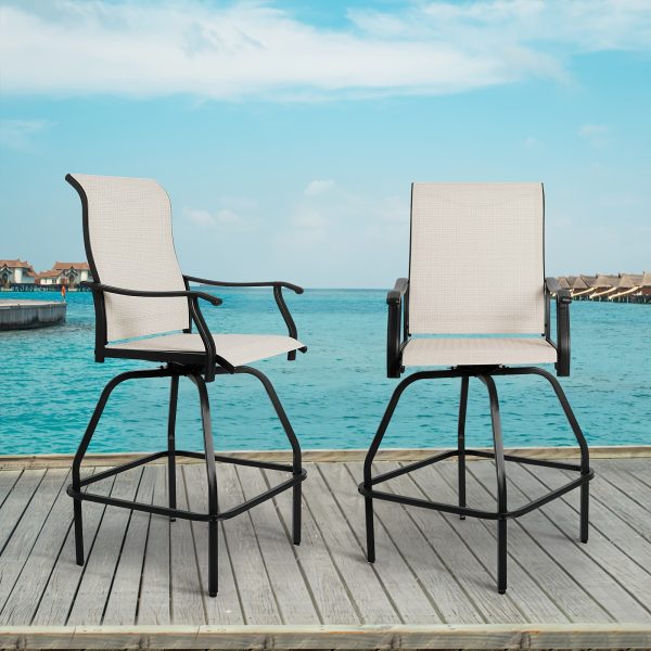 product-fancy-53ab8f43-5e30-4774-aac6-d4941a668f99 2/3/5pcs Patio Bar Set, 360° Swivel Bar Stools, Outdoor Bistro Furniture with High-Density Textilene Fabric & Heavy Duty Metal Frame, High Top Table And Chair Set for Balcony, Poolside, Garden & Backyard
