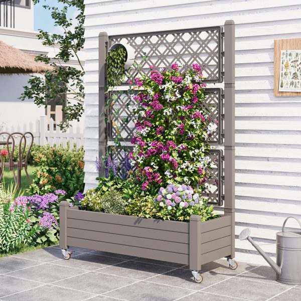 Privacy Planters with Trellises, Raised Flower Bed Privacy Screens with Drainage Holes, Outdoor Planters for Climbing Plants, Suitable for Patios, Gardens, And Courtyards, Outdoor Privacy Screens, Freestanding Decorative Fence Panels