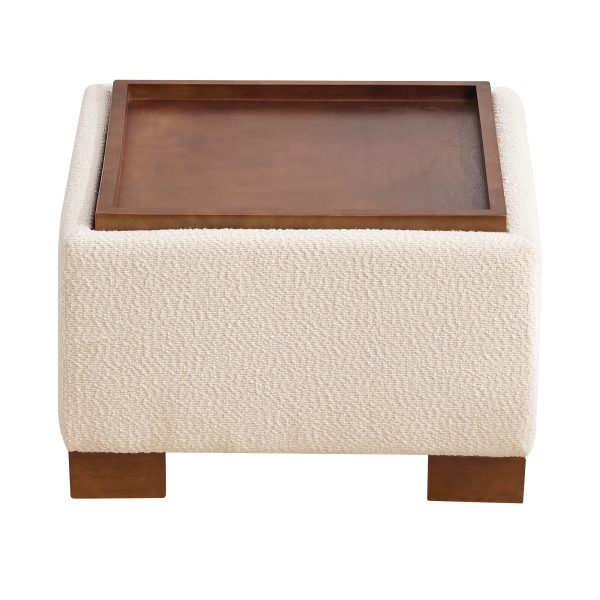 product-fancy-53e40aec-86d4-4621-b898-0921551eff23 24" Square Ottoman Coffee Table With Storage, Fabric Ottomans With Tray And Solid Wood Legs For Living Room, Bedroom And Apartments, Small Modern Ottoman Tea Table With Lift-Off Lid