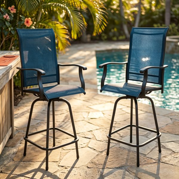 product-fancy-542d307e-5bcc-472c-ae23-257c16ae32d7 Outdoor High-Back Rotating Dining Chair (2pcs Set/ 4pcs Set, All-Weather 360° Rotating High-Backed Outdoor Patio Dining Chair, Forged Carbon Steel Fabric Patio Chair Set, Suitable for Patios, Lawns And Gardens (Blue/Black/Brown/Grey))