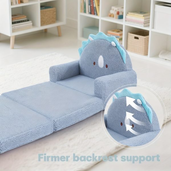 product-fancy-543b5db8-960c-4a79-ba6a-3ce9675add18 Kids Sofa 2-in-1 Convertible Kids Couch Fold Out Lounger Soft Sherpa Kids Chair High-Density Foam Sofa Cute Brown Bear Playroom Nursery Furniture for Boys Girls Room Decor