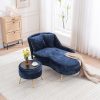 product-fancy-548e3e70-8998-4832-a2b4-c0d13fa1c38f 58'' Indoor Chenille Chair with Left Armrest And Lumbar Pillow Upholstered Furniture Lounge Chair, Lounge Sofa for Living Room Bedroom Office with Footstool.