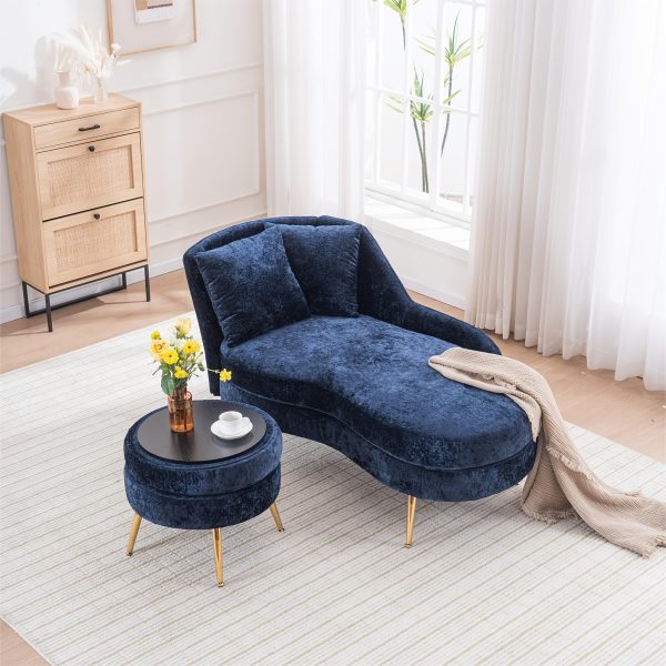 product-fancy-548e3e70-8998-4832-a2b4-c0d13fa1c38f 58'' Indoor Chenille Chair with Left Armrest And Lumbar Pillow Upholstered Furniture Lounge Chair, Lounge Sofa for Living Room Bedroom Office with Footstool.