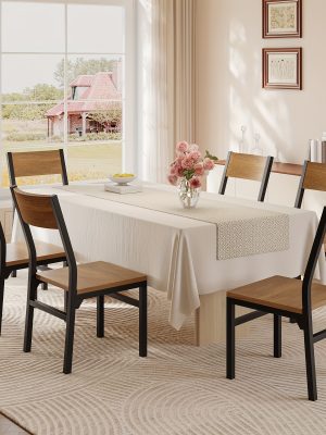 6pcs Modern Dining Chairs Modern Mid-Century Style Dining Room Decorative Chairs, Comfortable Side Seats Without Armrests, MDF Wood Planks with Metal Legs Design, Suitable for Home Kitchen, Bedroom, Living Room, Guest Dining Room