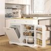 Wood Kitchen Pantry Island with Tilt-Out Trash Cabinet & Laundry Hamper - Adjustable Shelf Suitable for for, Suitable for Small Spaces, Hidden with Drawers, Tilt-Out Basket System, Space-Saving