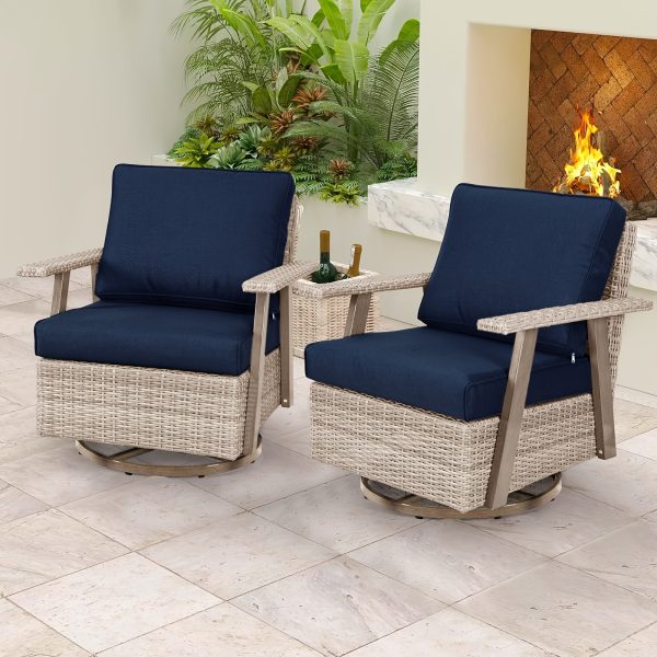 product-fancy-55146593-d48a-48a4-abe9-75fa298076b2 2pcs Oversized Outdoor 360°Swivel Rocker Patio Chairs Set, 2pcs Oversized Rocking Chair, Outdoor Swivel Rocking Glider Chairs Set Of 2, PE Wicker Rattan Outdoor Patio Swivel Rocking Furniture Set for Garden Porch