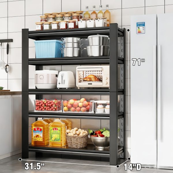 product-fancy-553d9c9a-cbb9-485b-a47e-92748c342fd9 5-Tier Heavy-Duty Adjustable Kitchen Storage Shelf with Modular Shelving System & -Standing Suitable for Kitchen Organizers, Garage Tools, Microwave Stand, Baker's Rack, Utility Shelves - Assembly, Space-Saving Unit
