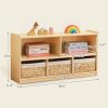 product-fancy-55710e7b-b960-4bc4-a778-b46dd44f4991 Large Wood Storage Organizer, 2-Shelf Wood Bookshelf, 5-Section Kids Bookshelf, Wooden Storage Cabinet for Classroom, Kids Bookcases And Toddler Shelf for Kids Room, Playroom, Nursery