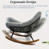 [Outdoor Rocking Chair] Outdoor Patio Rocking Chair, Oversized Papasan Rocking Chair for 2 with E-Coated Steel Frame And Thick Cushion