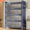 product-fancy-55f5a4fd-92ca-4fcf-a5a2-ef615c076b55 Heavy-Duty Metal Kitchen Cabinet with Transparent Acrylic Doors - Extra Tall Storage Shelf, Large Pantry Organizer for Kitchen, Living Room, Dining - Easy Assembly, No Power Needed (Grey, 57.1"H x 31.5"W x 12.6"D) - Ideal for Small Spaces