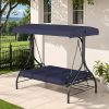 3 Person Patio Porch Swing Outdoor Converting Swing Glider Hammock with Adjustable Canopy, Cushions for Outside Backyard, Garden (Pillow Not Included)