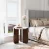 product-fancy-5694b8fb-265f-46f8-b3b6-8f8c9919c319 Brown Marble Look Side Table, Faux Marble MDF End Table for Living Room, Bedroom - Modern Accent Table with Lower Shelf for Couch, Sofa, Small Apartment