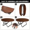 VILLEY Bamboo Round Folding Table, Camping Half-Fold Portable Table with Carrying Bag for Indoor And Outdoor Picnic Coffee Barbecue Beach Card Game