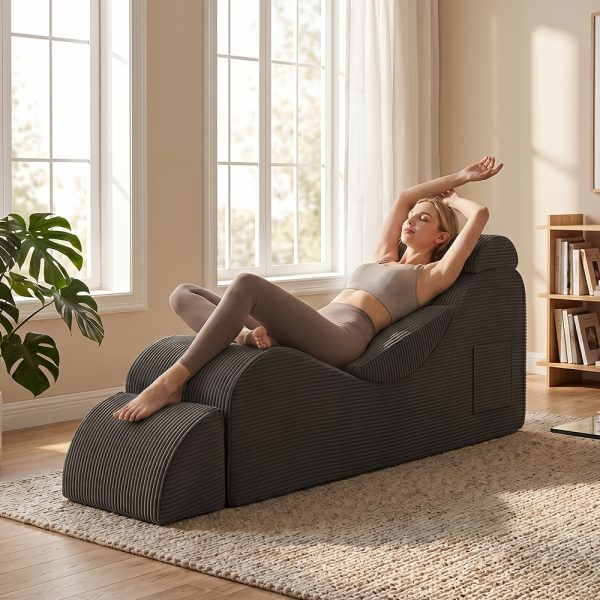 product-fancy-5746cb21-7f9c-4a04-8f0a-cb6f6a309e59 Yoga Chair Lounge for Adult, Ergonomic Chaise Lounge Chair with Side Pocket, Headrest, Waist Pad, Ottoman, Perfect for Stretching, Massage, And Relaxation, Used In Living Room, Bedroom, Lazy Sofa, Gaming Sofa