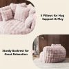 product-fancy-57a6a4d5-c171-43c4-9bd9-56fa21ff4159 Oversized Chaise Lounge Chair Indoor with Ottoman 55" W X 75" L Round Reading Chair Plush Faux Fur Corduroy Cloud Circle Boneless Chair with 5 Pillows for Living Room