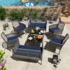 8pcs Patio Furniture Set, Outdoor Rattan Chairs Rattan Conversation Sets with Cushions And Coffee Table for Porch Garden Poolside Backyard, Black- Patio Furniture Outdoor