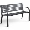 product-fancy-57b4a255-d22e-4ec4-b020-5ccb4e68acc5 47-inch Pure Iron Casual Bench, Equipped with Ergonomic PVC Mesh Backrest, Non-slip Chair Legs And All-weather Design, Suitable for Outdoor, Garden, Yard And Poolside Areas