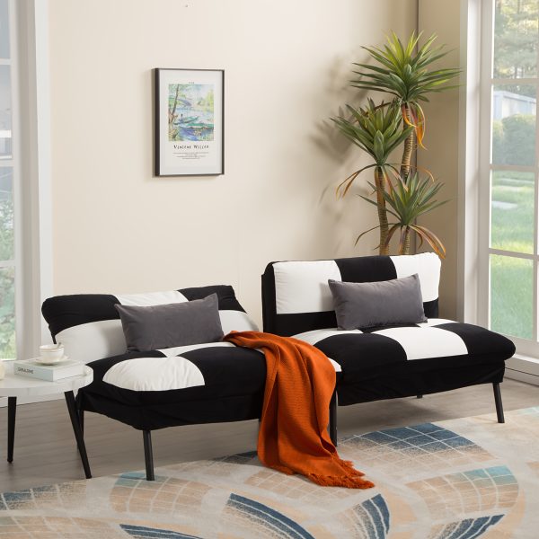 product-fancy-57d128f0-4283-4ce3-b9a1-ab9efafa6859 70" Futon Sofa Bed Convertible Sleeper | Velvet Upholstered Modern Split-Back Sofa with 5 Adjustable Positions, Metal Frame & Tapered Legs, Space-Saving for Home/Office/Guest Room, Easy Conversion