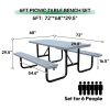 product-fancy-57f8c268-572f-487b-a0dd-c44173248a77 4/6ft Heavy-Duty Metal Picnic Tables with Umbrella Hole for Outdoor, Rectangular 4-6-Person Picnic Tables with Bench, Commercial Expanded Picnic Table And Bench Set, Outside Furniture Set for Yard Outside Garden Backyard Porch Patio Lawn, All-Weather