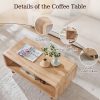 product-fancy-5814ffc9-3390-4d5b-90cc-d4e885469df8 Wooden Coffee Table with Storage Shelf, Modern 2-Tier Rectangular Minimalist Center Table, Curved Profile Design for Living Room, Office