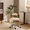 product-fancy-58307e03-5a58-4e83-b3c1-f723c2b6aea7 Bonnlo Adjustable Height Home Office Chair - Armless Swivel Desk Chair with Manual Height Adjustment, Curved Walnut-like Backrest, White & 5-Star Base-Like Stability (No Wheels) for Small Spaces, Study, Computer Desk - Space