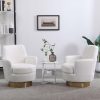 product-fancy-586f2b3b-e04f-4fc8-96e2-8fe8fc934c9c 360° Rotatable Bedroom Comfort Cinema Chair with Golden Stainless Steel Base Circular Bar Stool ( Set Of Two)