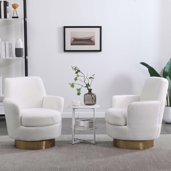 product-fancy-586f2b3b-e04f-4fc8-96e2-8fe8fc934c9c 360° Rotatable Bedroom Comfort Cinema Chair with Golden Stainless Steel Base Circular Bar Stool ( Set Of Two)