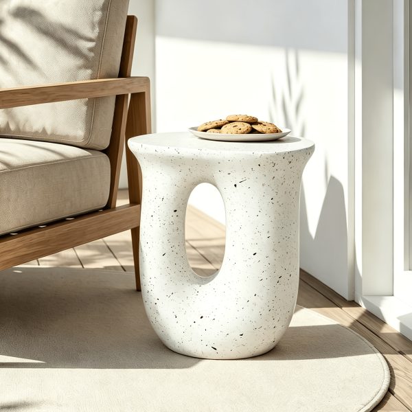 product-fancy-5873d09a-0a7b-4b02-ad99-d5544020119b AESOME Modern Decorative Garden Stool Concrete Side Table Heavy Duty Patio Sturdy Faux Terrazzo Garden Stool Side Table Plant Table For Indoor Covered Outdoor, 17.7" H
