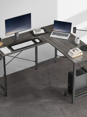 Efficient, Stable and Space Saving - 2 Pack Reversible L-Shaped Computer Desk - Corner Gaming Table and PC Laptop Workstation with Handy Storage Bag