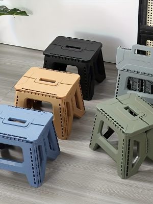 Heavy-Duty Thickened Portable Folding Stool with Handle - 1 Pack Square Plastic Collapsible Stool for Indoor, Gatherings, Picnic, Fishing | Durable PP, Adult-Supporting up to 330lbs, No Electricity or Batteries Needed