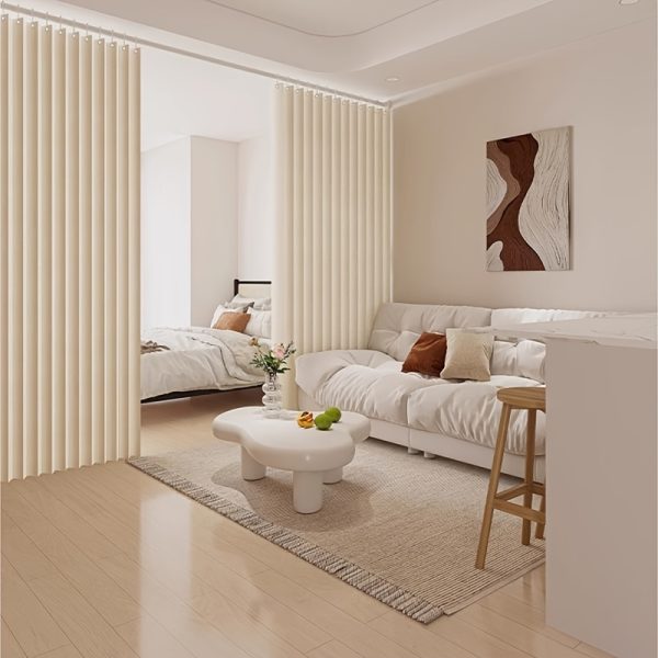 product-fancy-589bb36e-66fe-45b9-b9b8-9eaa83b75e86 1pc Partition Curtain Folding Retractable Partition Curtain Elegant Stylish Fabric Screen Room Sleep Area Divider Study Space Zoning Essential Foldable Storage with Hooks Space Saving Multi-Purpose Mother Must-Have