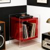 AESOME Modern Clear Acrylic Nightstand with Open Shelf - Portable Bedside Table Suitable for Small Spaces, Multicolor Contemporary Shelf Unit, Assembly Bedside Storage for Bedroom, Bathroom, Office, Living Room, Non-Wood