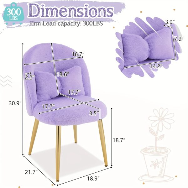product-fancy-59623c56-ee87-4423-a7ee-67034ef54e2c Girls Vanity Chair with Backrest, Small Lounge Chair Without Wheels, Comfy Chair with Bow Cushions, Makeup Chair with Adjustable Golden Legs, Comfortable Chair for Bedroom, Living Room, Small Space
