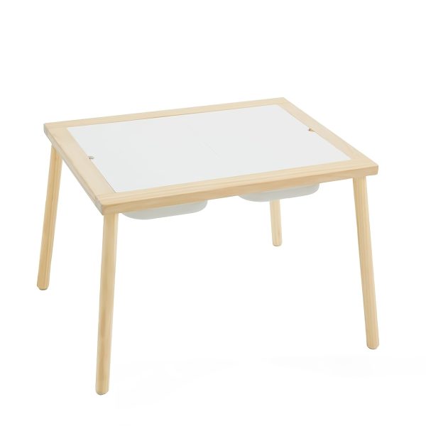 Kids Sensory Table with 3 Storage Bins, Solid Pine Wood Activity Table, Double-Sided Drawing & Play Surface, Sand And Water Play Table for Toddlers, Indoor Outdoor Learning & Craft Table