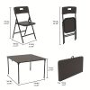 5pcs Card Table And Chairs, Portable And Foldable, 34-inch Plastic Folding Dining Table with Chairs Set Of 4 for Outdoor, Parties, Events, Picnic, Camping, And Game, Black